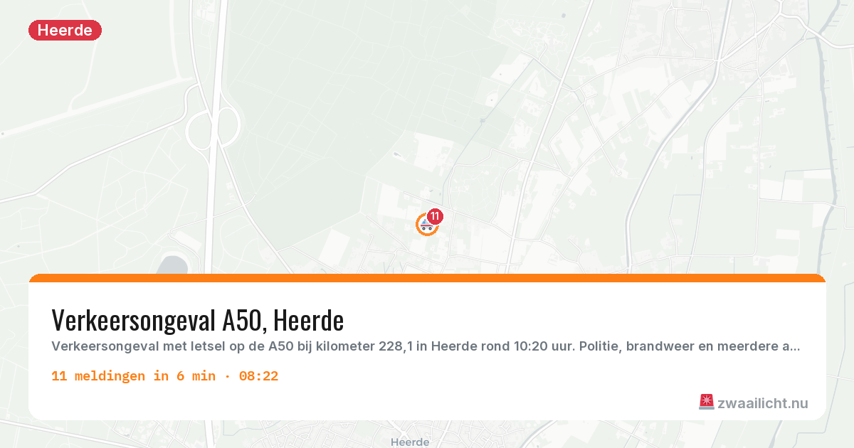 Kaart van de activiteitspiek bij Heerde