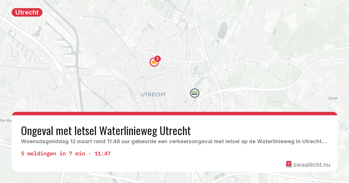 Kaart van de activiteitspiek bij Utrecht