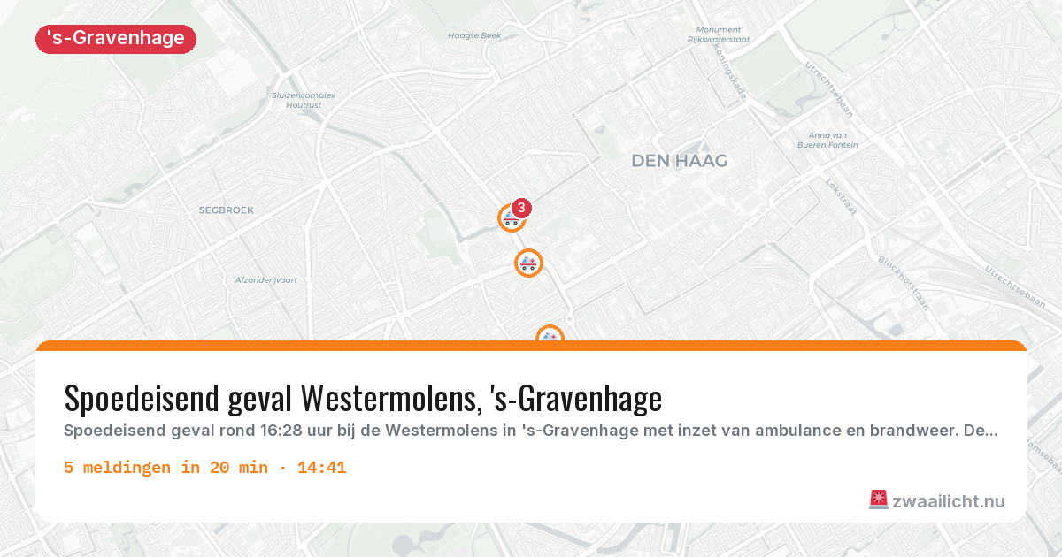 Kaart van de activiteitspiek bij 's-Gravenhage