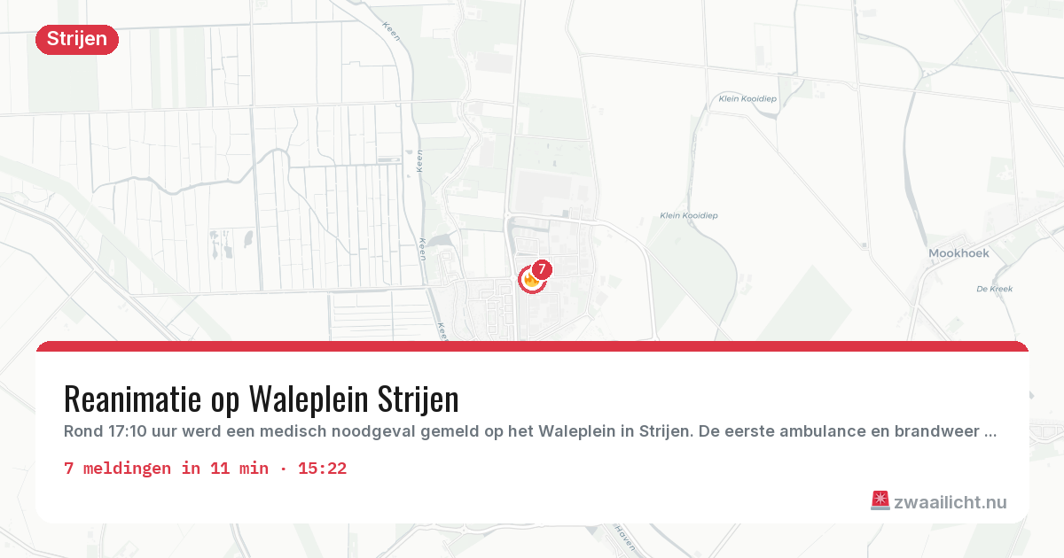 Kaart van de activiteitspiek bij Strijen