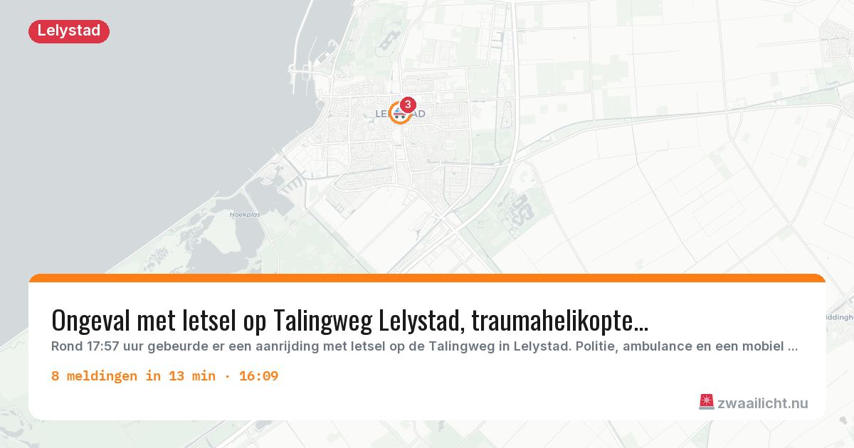 Kaart van de activiteitspiek bij Lelystad