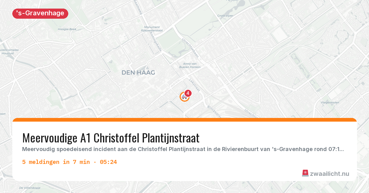Kaart van de activiteitspiek bij 's-Gravenhage