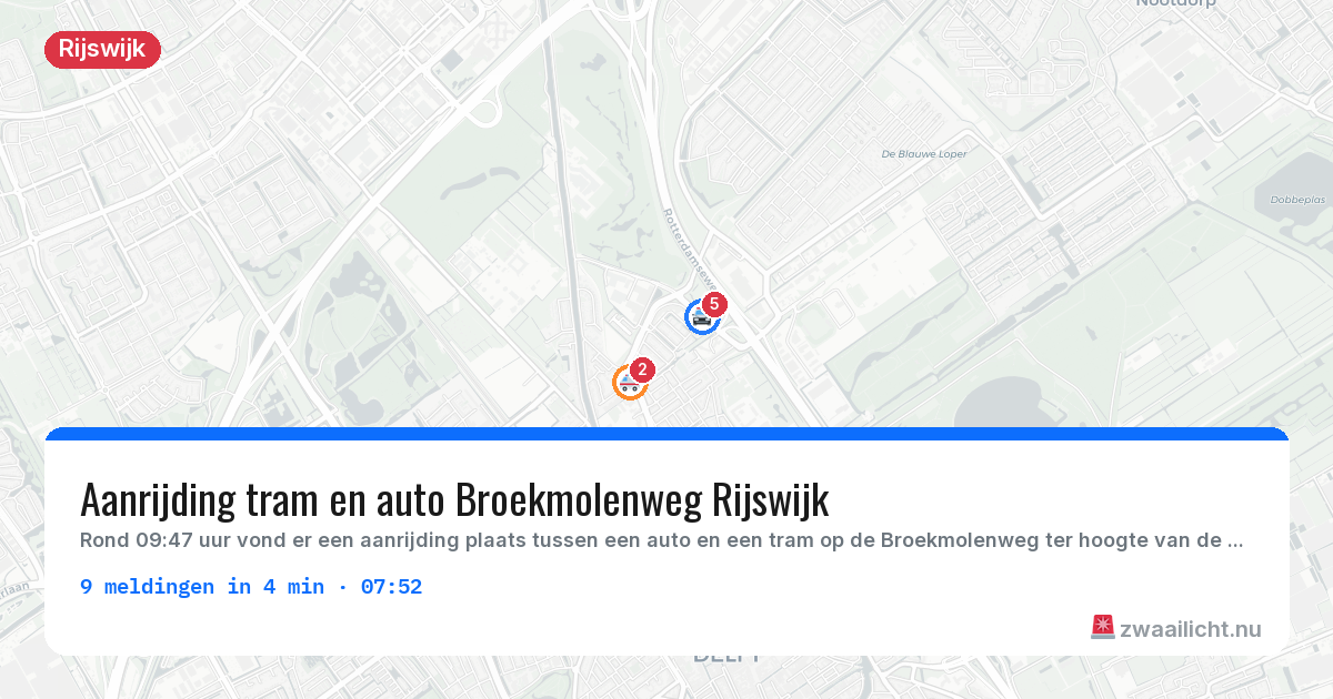 Kaart van de activiteitspiek bij Rijswijk