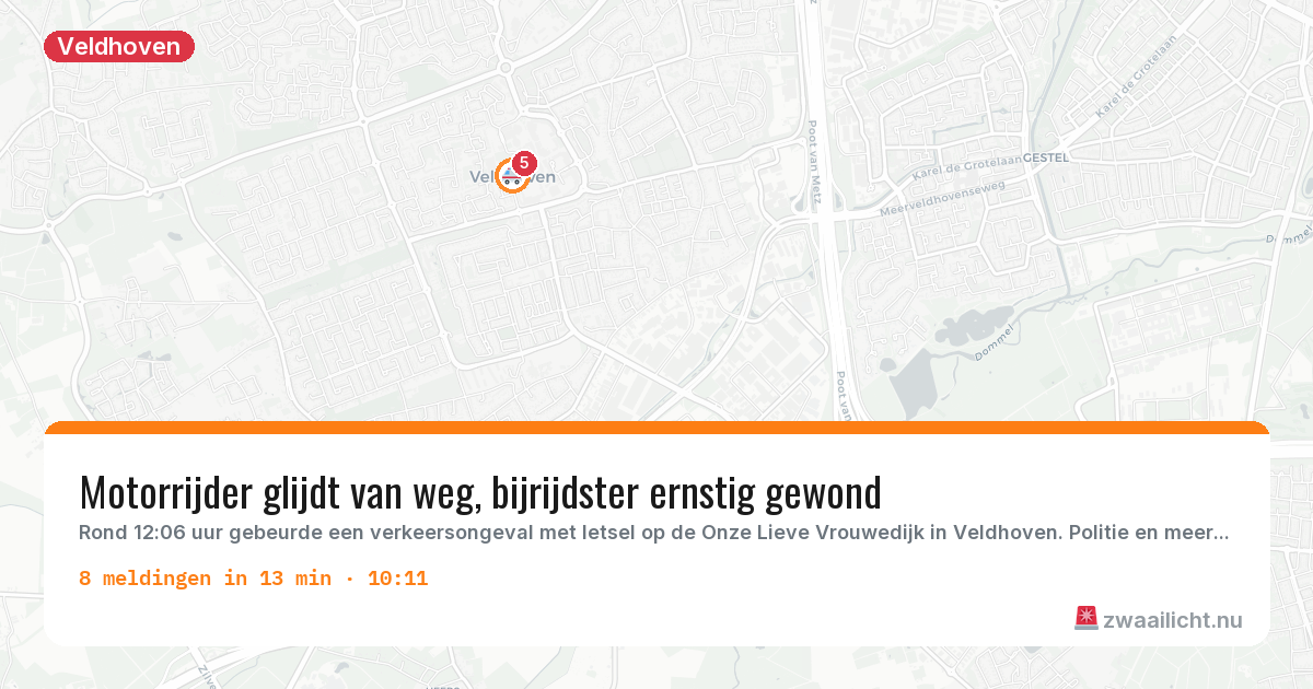 Kaart van de activiteitspiek bij Veldhoven