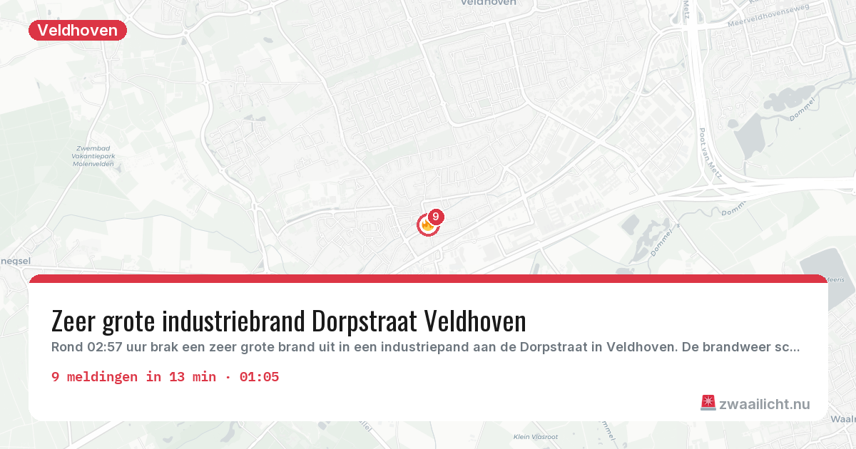 Kaart van de activiteitspiek bij Veldhoven