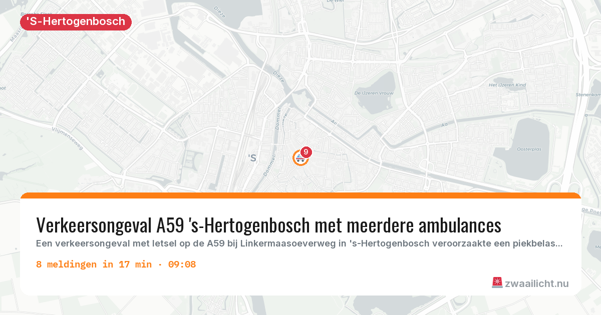 Kaart van de activiteitspiek bij 'S-Hertogenbosch