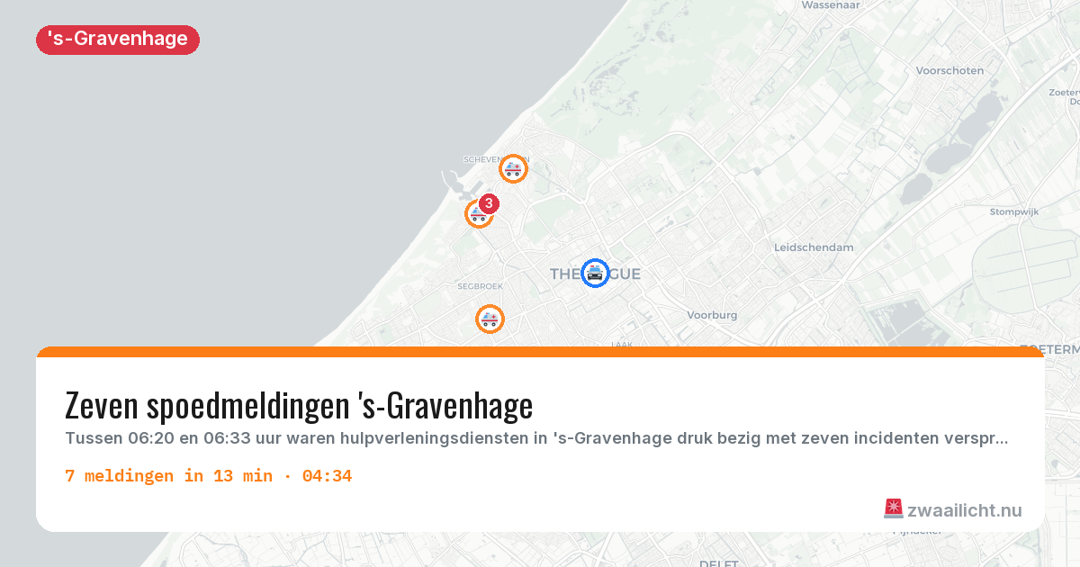 Kaart van de activiteitspiek bij 's-Gravenhage