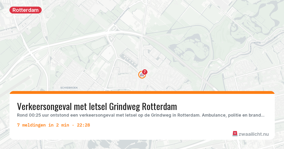 Kaart van de activiteitspiek bij Rotterdam
