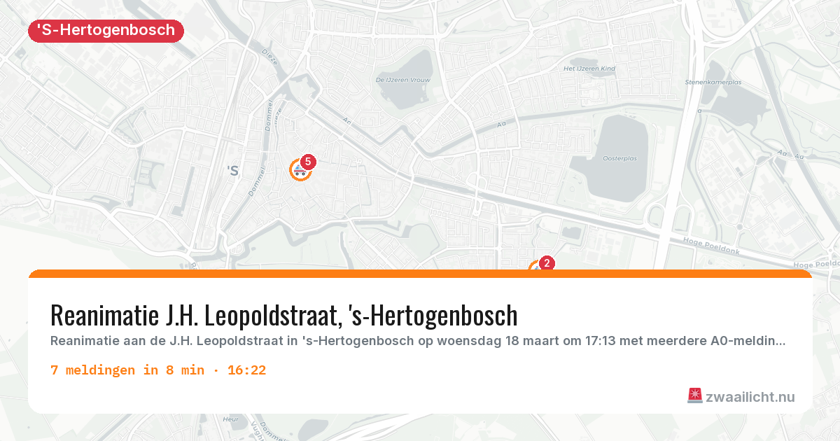 Kaart van de activiteitspiek bij 'S-Hertogenbosch