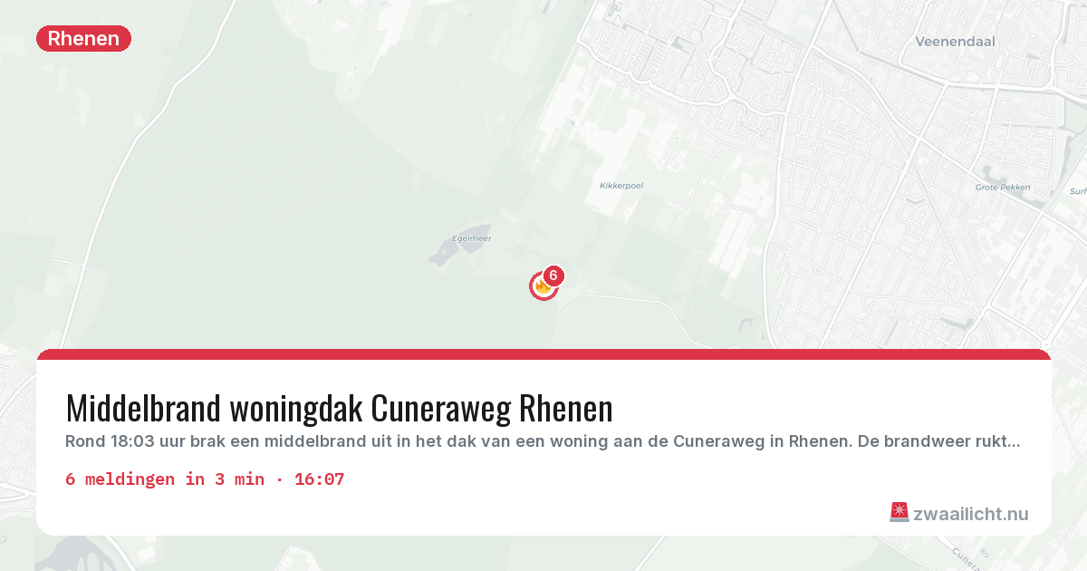 Kaart van de activiteitspiek bij Rhenen
