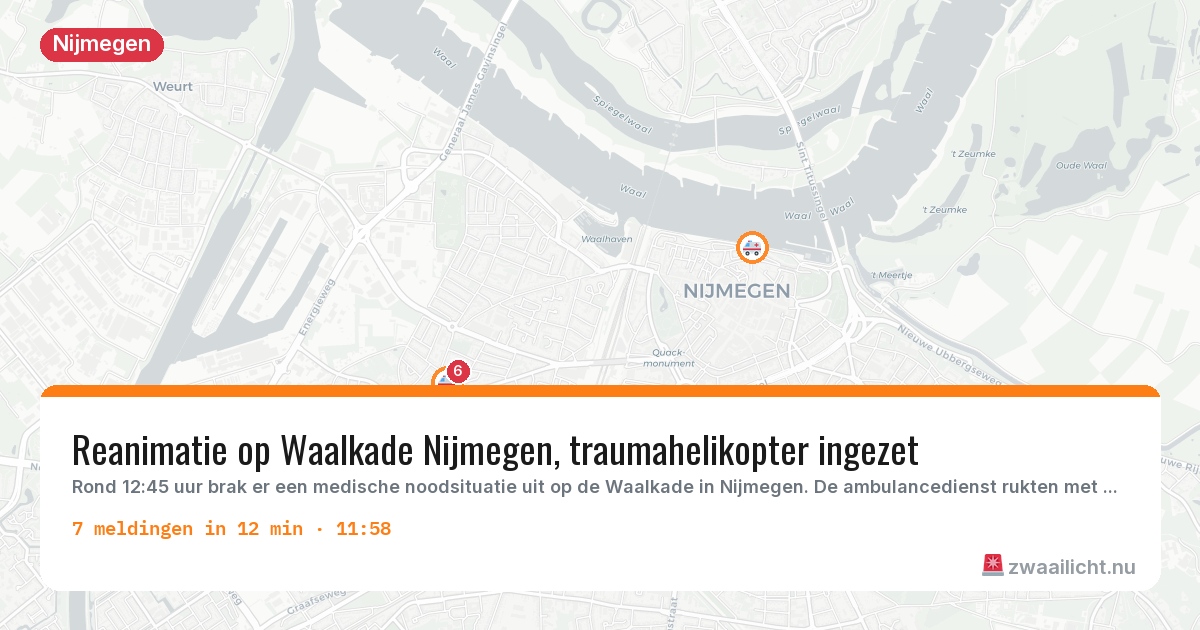 Kaart van de activiteitspiek bij Nijmegen