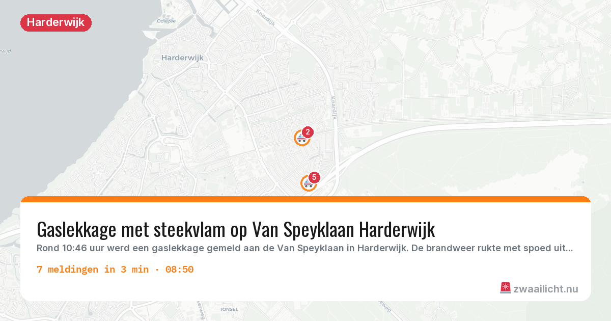 Kaart van de activiteitspiek bij Harderwijk