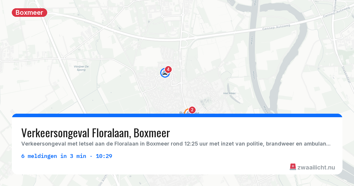 Kaart van de activiteitspiek bij Boxmeer