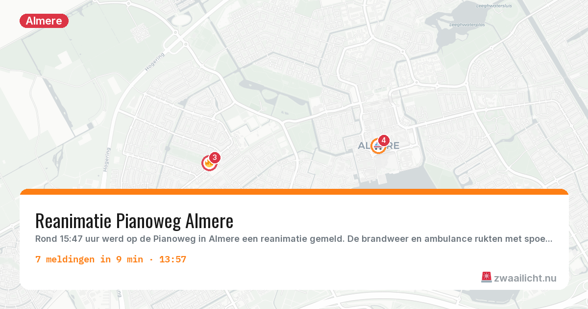 Kaart van de activiteitspiek bij Almere