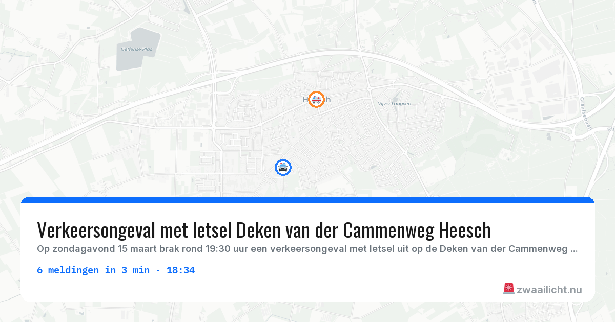 Kaart van de activiteitspiek bij Heesch
