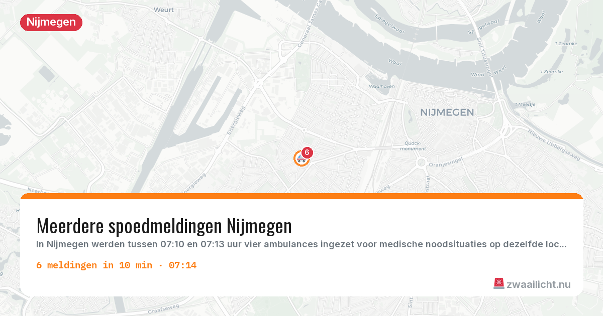 Kaart van de activiteitspiek bij Nijmegen