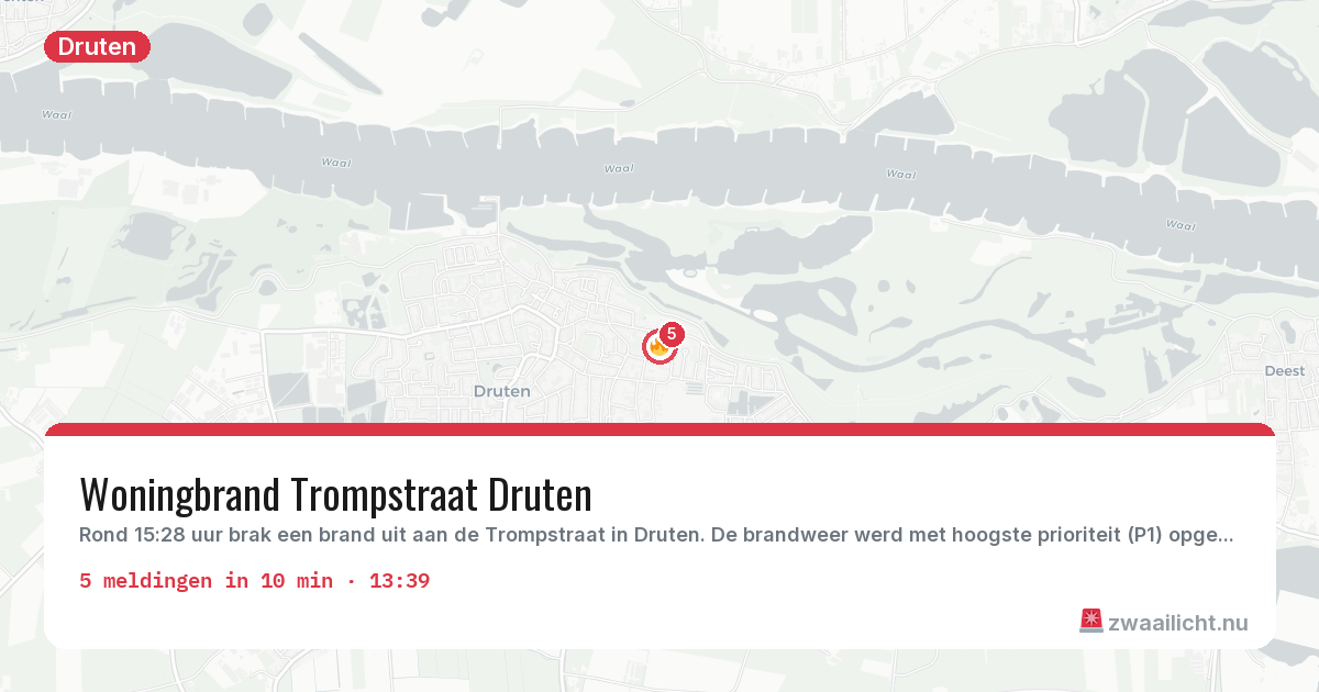 Kaart van de activiteitspiek bij Druten