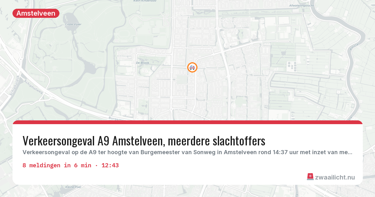 Kaart van de activiteitspiek bij Amstelveen