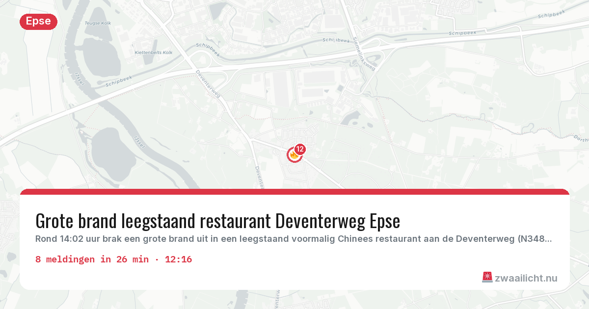 Kaart van de activiteitspiek bij Epse