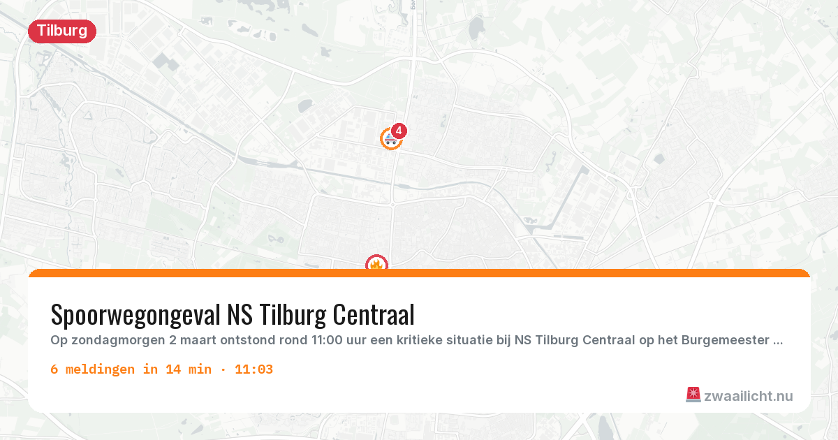 Kaart van de activiteitspiek bij Tilburg