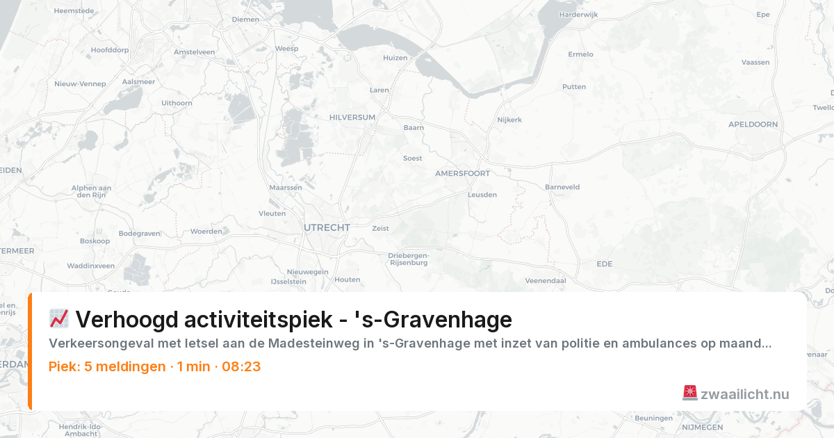 Kaart van de activiteitspiek bij 's-Gravenhage