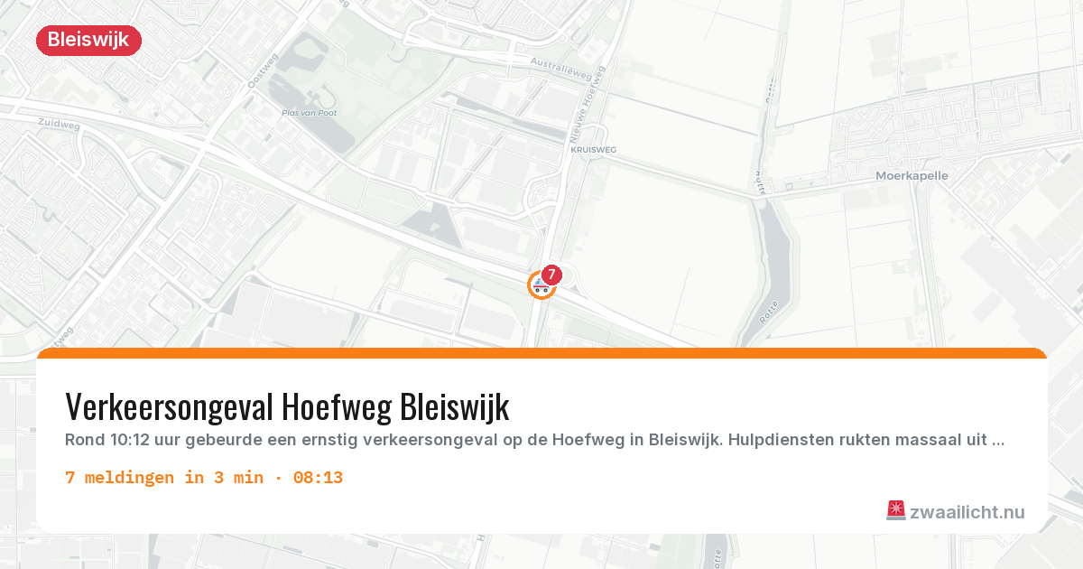 Kaart van de activiteitspiek bij Bleiswijk