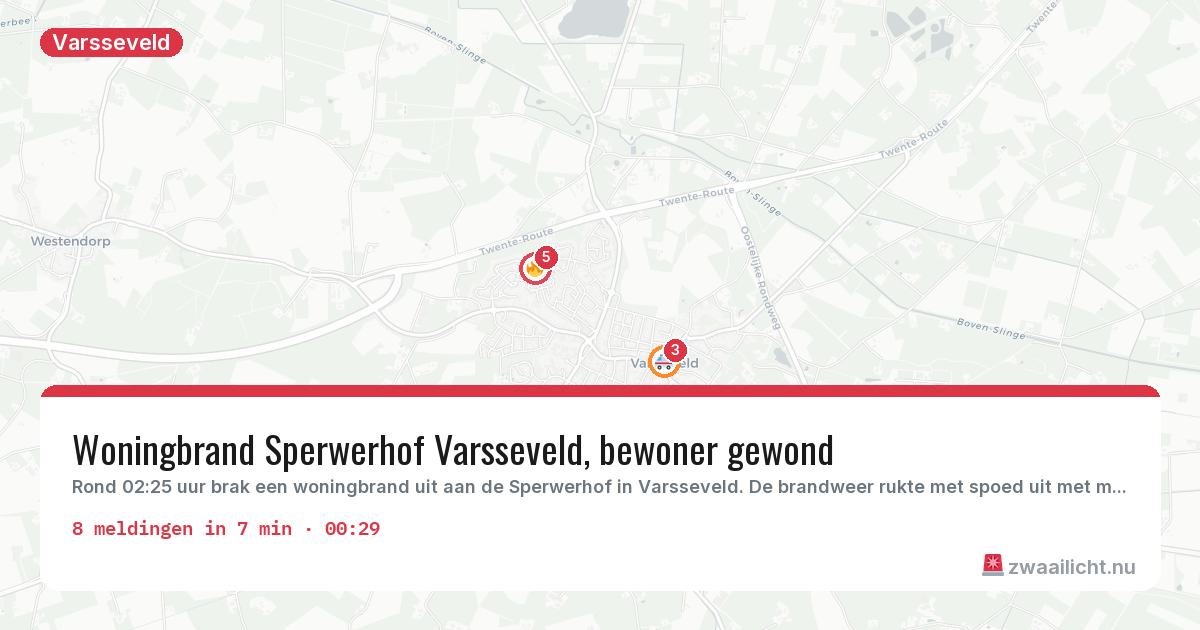 Kaart van de activiteitspiek bij Varsseveld