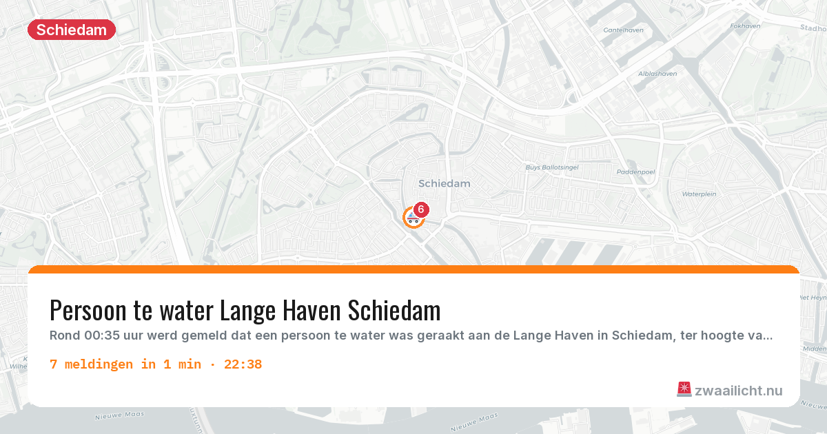 Kaart van de activiteitspiek bij Schiedam