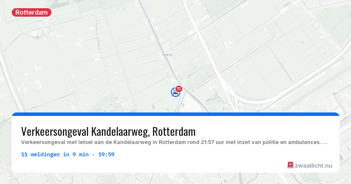 Kaart van de activiteitspiek bij Rotterdam