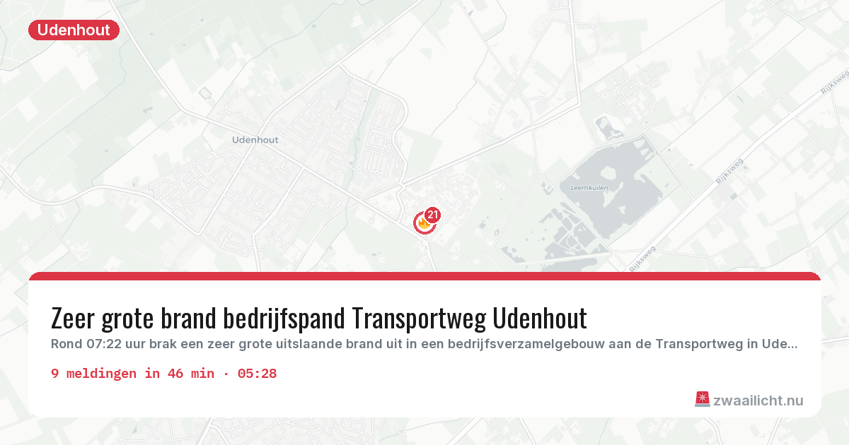 Kaart van de activiteitspiek bij Udenhout