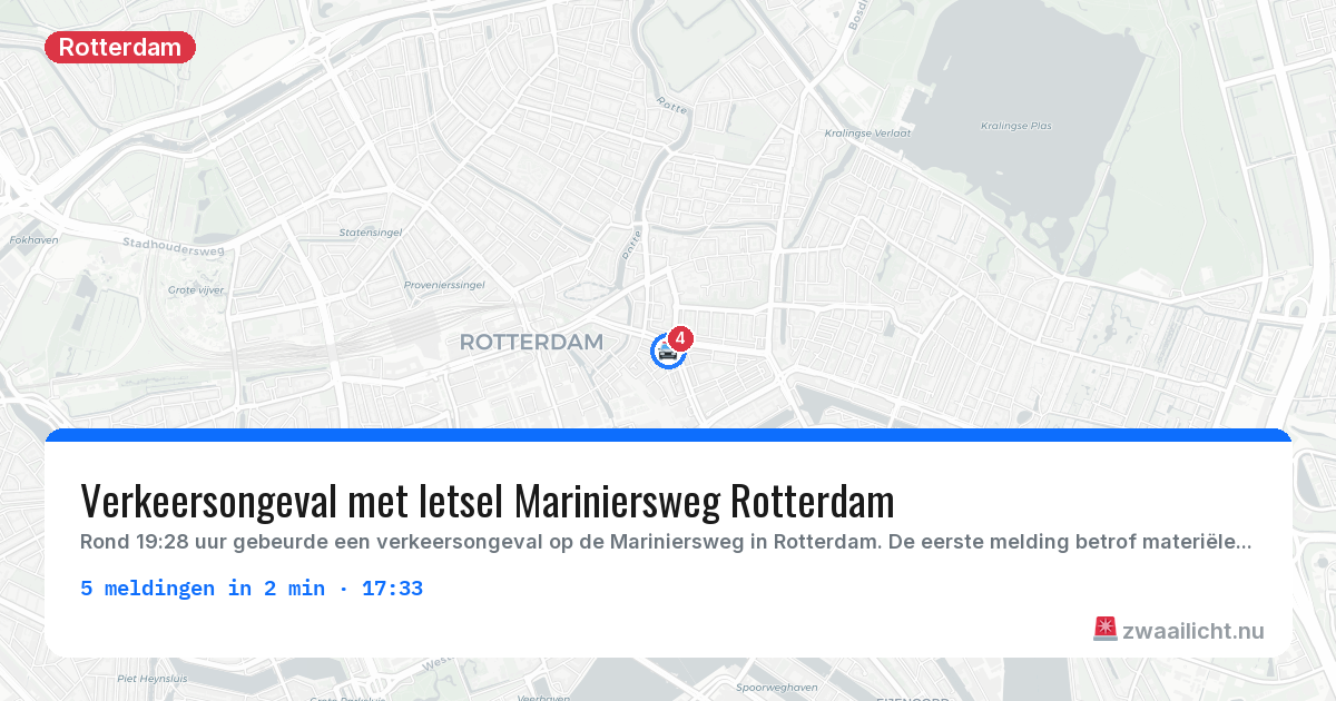 Kaart van de activiteitspiek bij Rotterdam