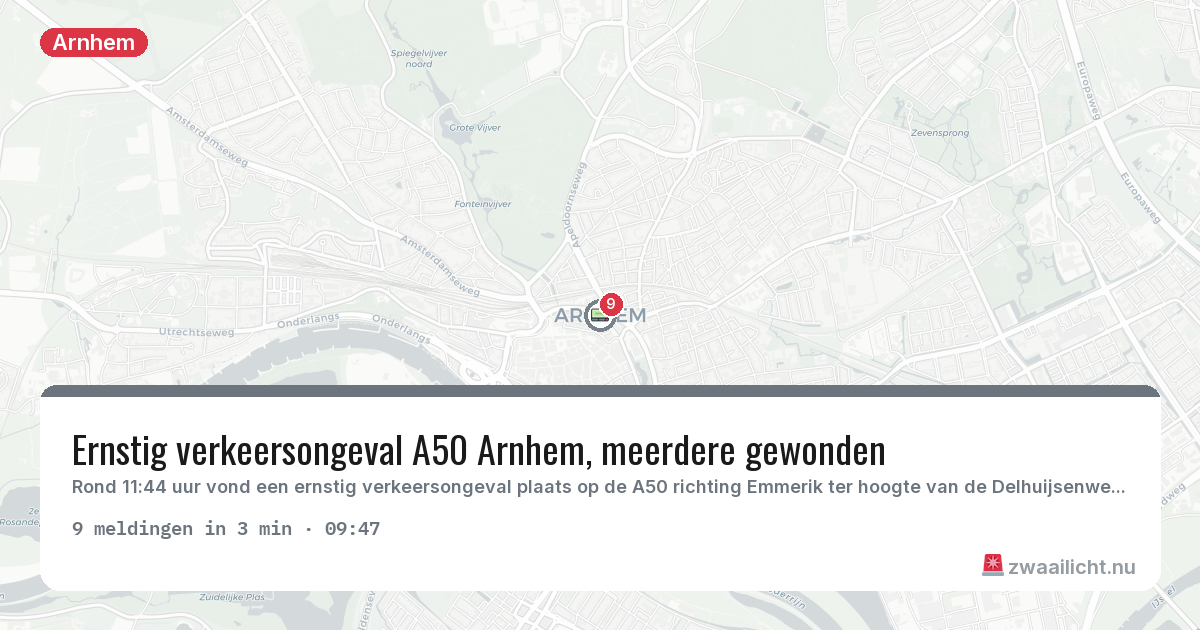 Kaart van de activiteitspiek bij Arnhem