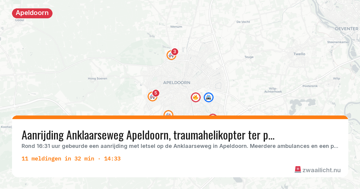Kaart van de activiteitspiek bij Apeldoorn