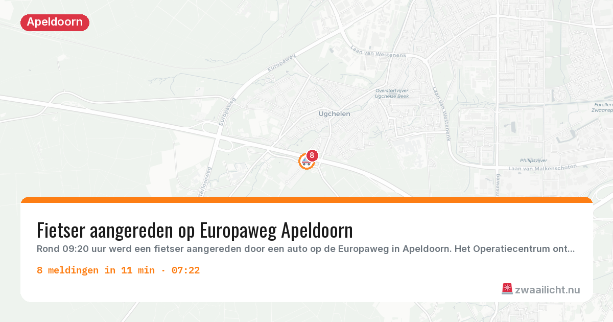 Kaart van de activiteitspiek bij Apeldoorn