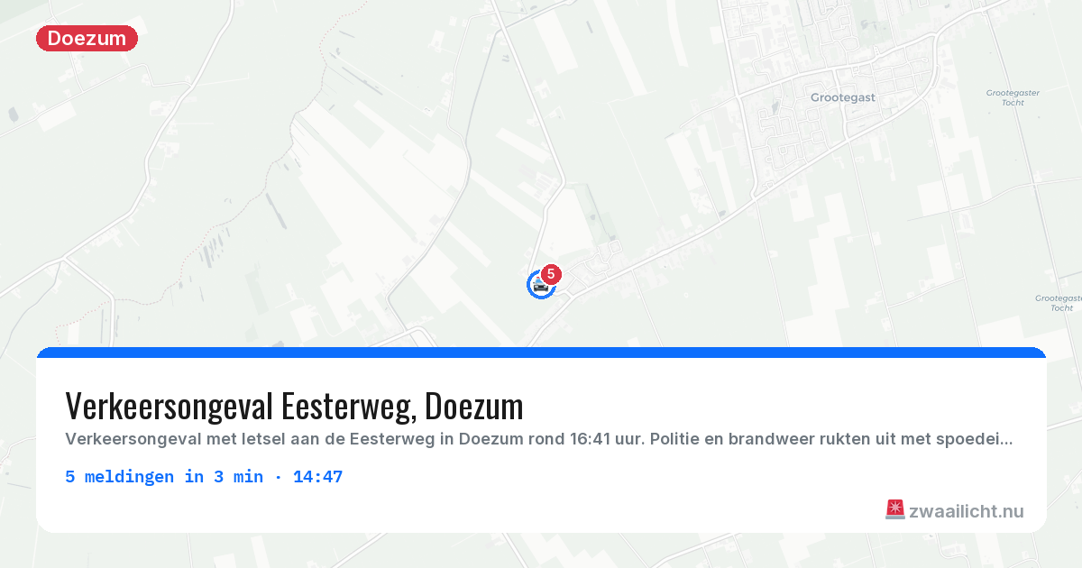 Kaart van de activiteitspiek bij Doezum