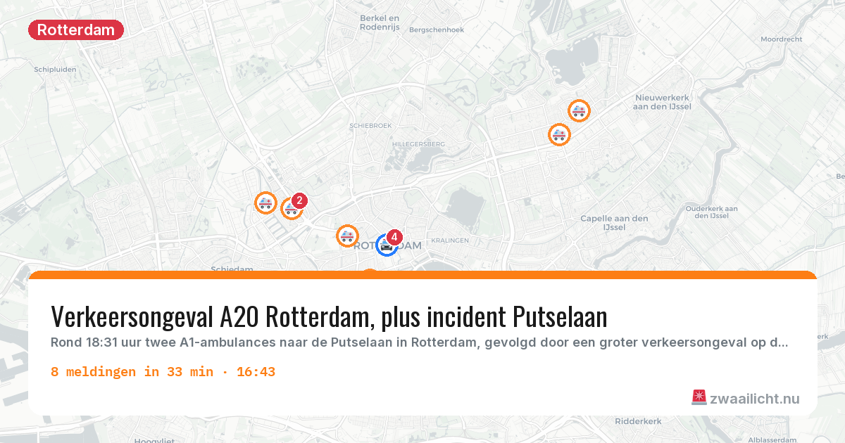 Kaart van de activiteitspiek bij Rotterdam