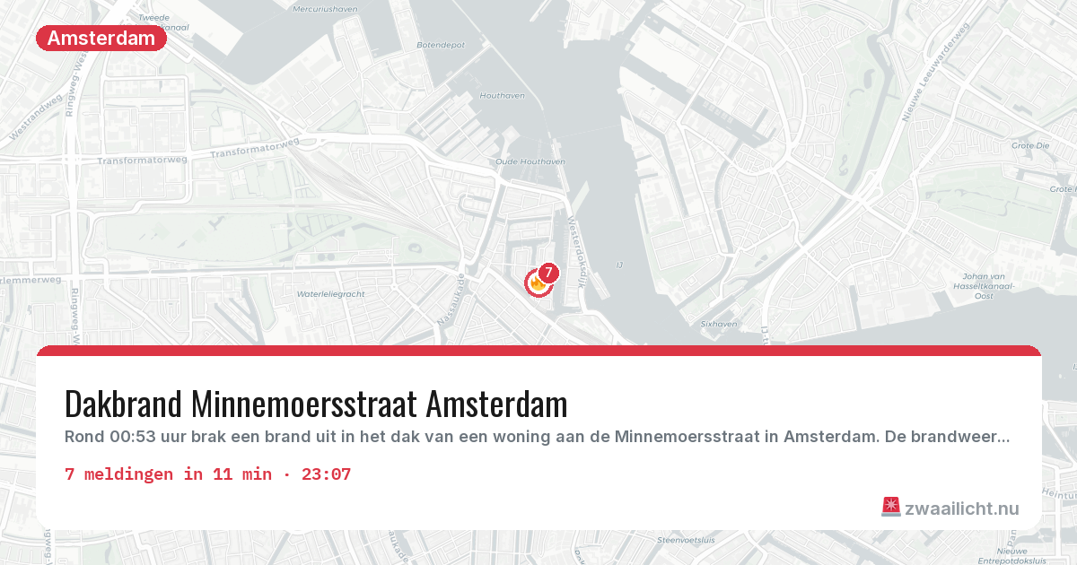 Kaart van de activiteitspiek bij Amsterdam