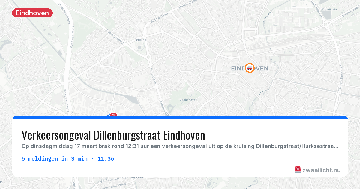 Kaart van de activiteitspiek bij Eindhoven