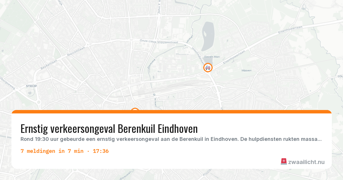 Kaart van de activiteitspiek bij Eindhoven