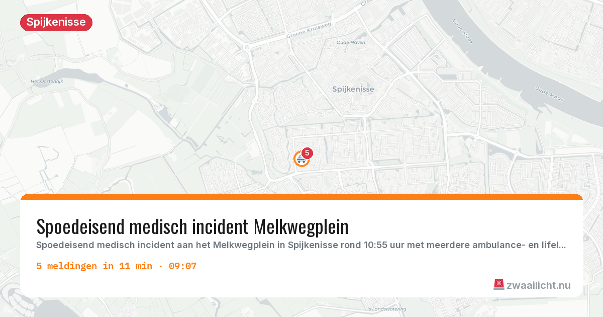 Kaart van de activiteitspiek bij Spijkenisse