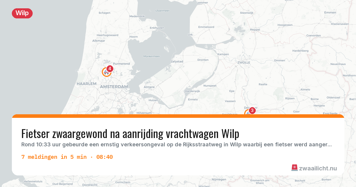 Kaart van de activiteitspiek bij Wilp