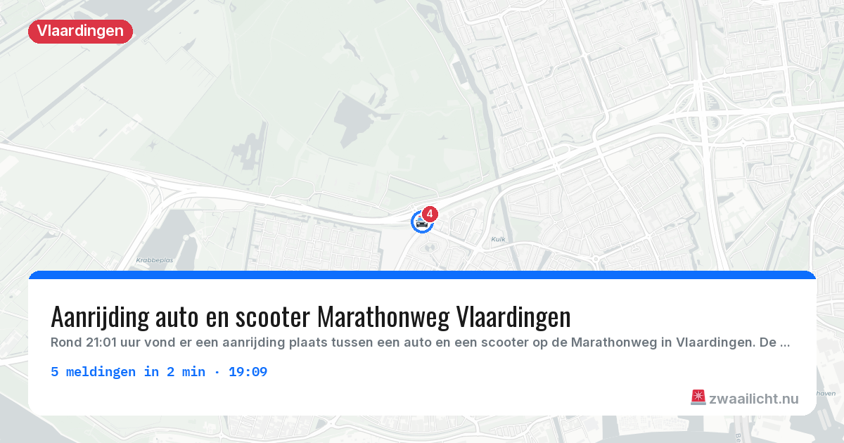 Kaart van de activiteitspiek bij Vlaardingen