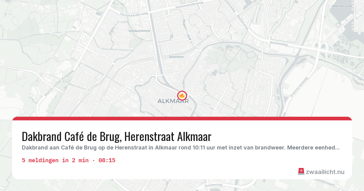 Kaart van de activiteitspiek bij Alkmaar