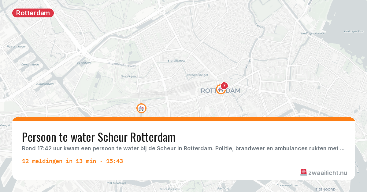 Kaart van de activiteitspiek bij Rotterdam