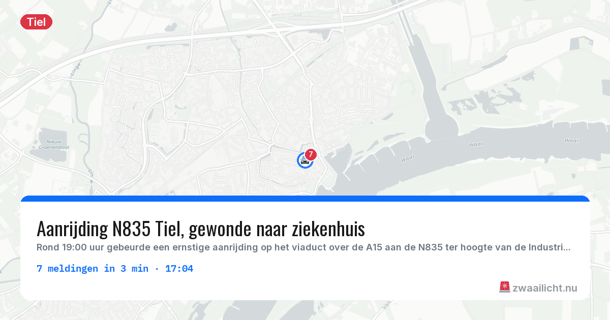 Kaart van de activiteitspiek bij Tiel