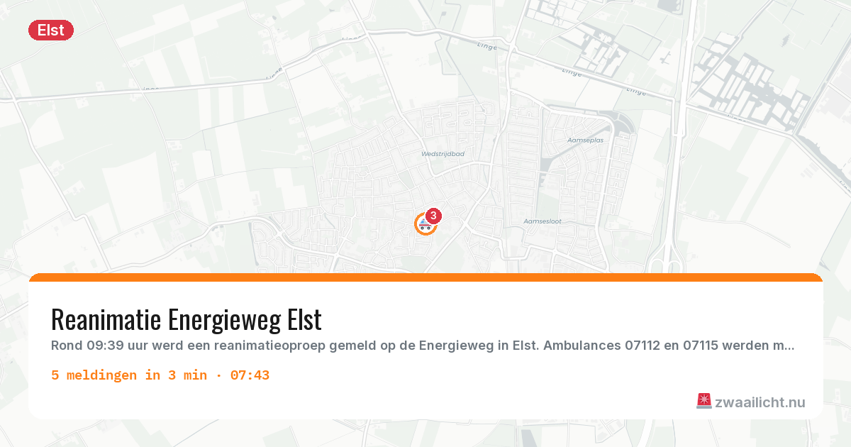 Kaart van de activiteitspiek bij Elst