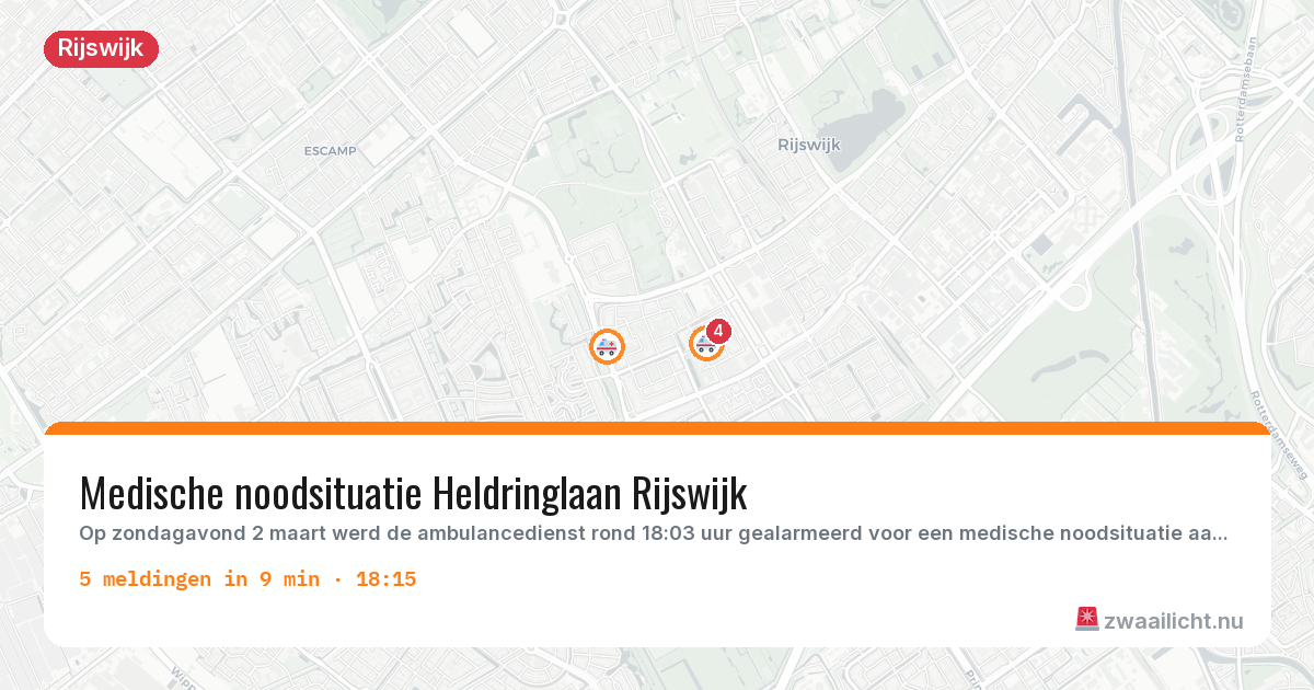 Kaart van de activiteitspiek bij Rijswijk