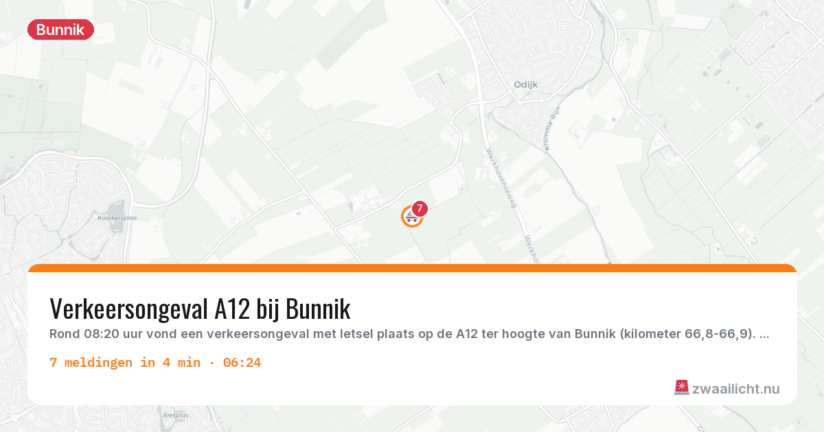 Kaart van de activiteitspiek bij Bunnik