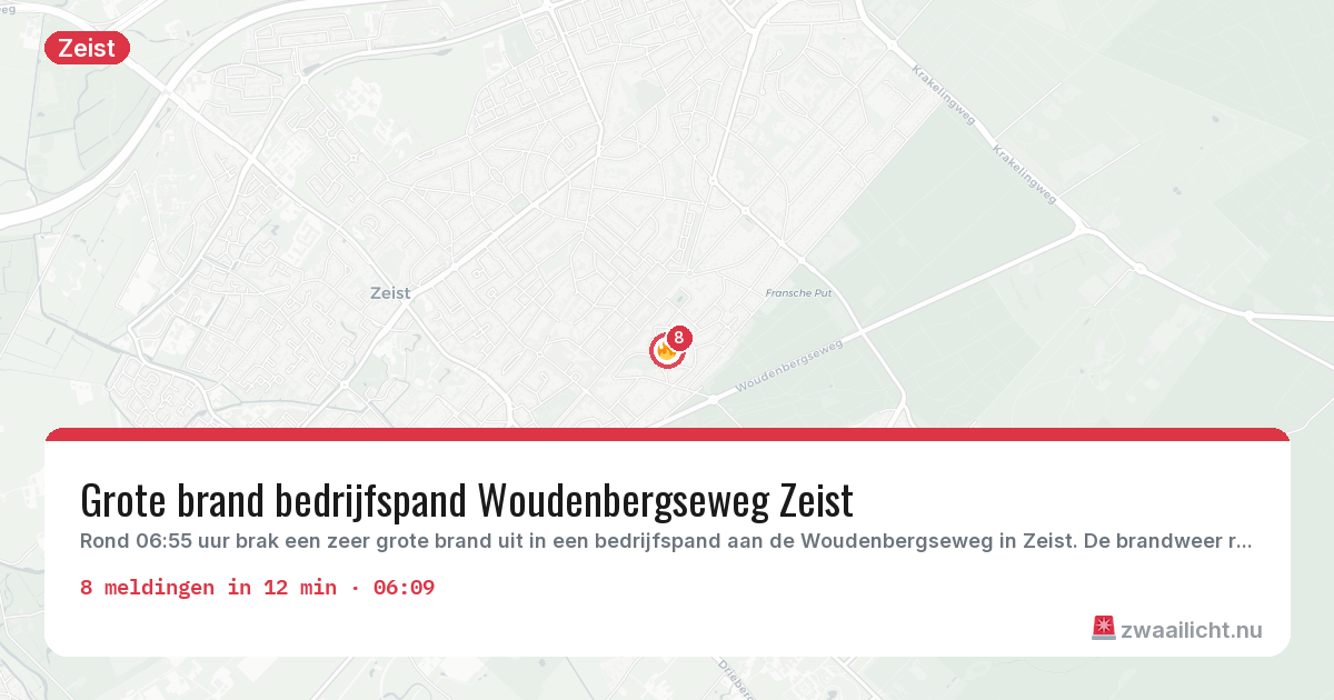 Kaart van de activiteitspiek bij Zeist