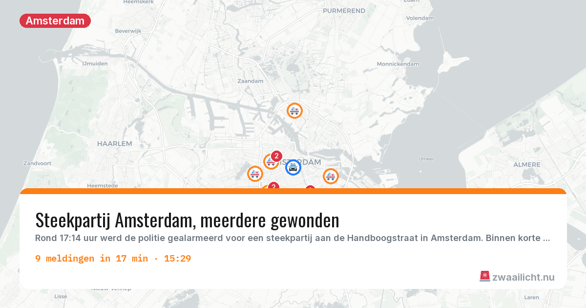Kaart van de activiteitspiek bij Amsterdam